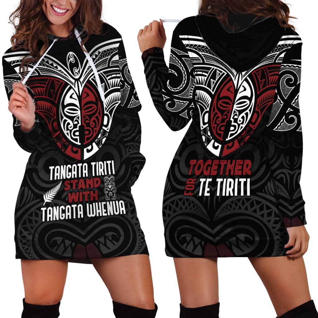 Maori Hongi Toitu Te Tiriti Hoodie Dress Tangata Tiriti Stand With Tangata Whenua LT7 - Polynesian Pride