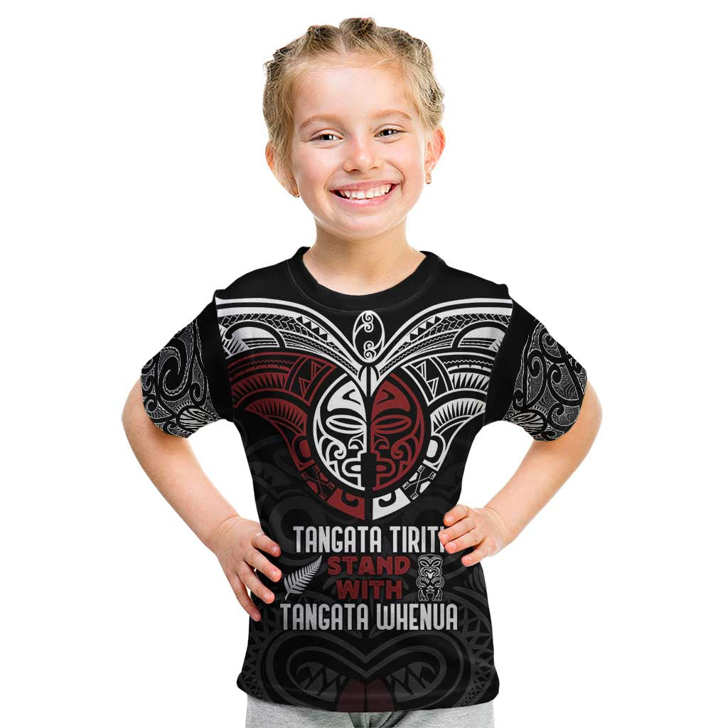 Maori Hongi Toitu Te Tiriti Kid T Shirt Tangata Tiriti Stand With Tangata Whenua LT7 Black - Polynesian Pride