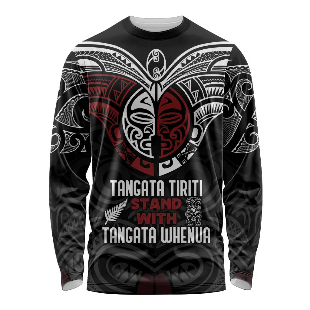 Maori Hongi Toitu Te Tiriti Long Sleeve Shirt Tangata Tiriti Stand With Tangata Whenua LT7 Unisex Black - Polynesian Pride