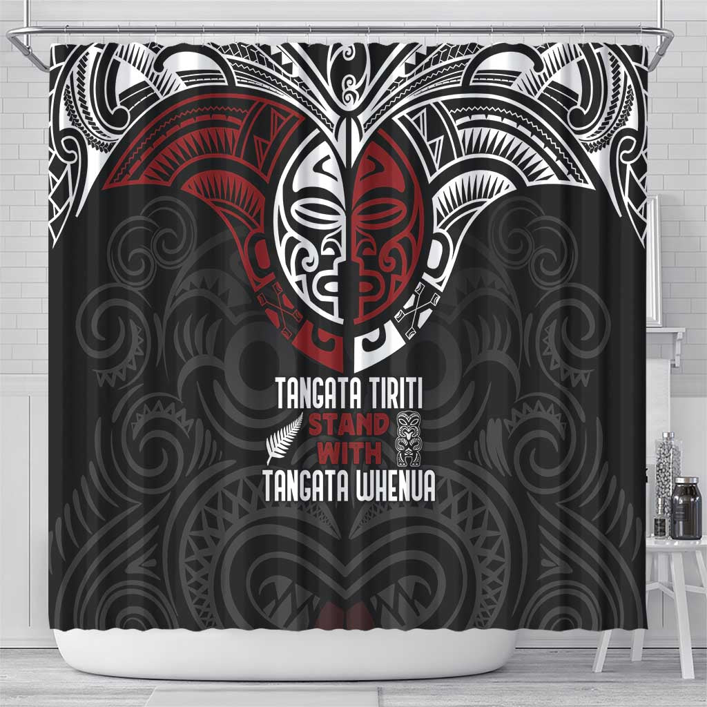 Maori Hongi Toitu Te Tiriti Shower Curtain Tangata Tiriti Stand With Tangata Whenua LT7 - Polynesian Pride