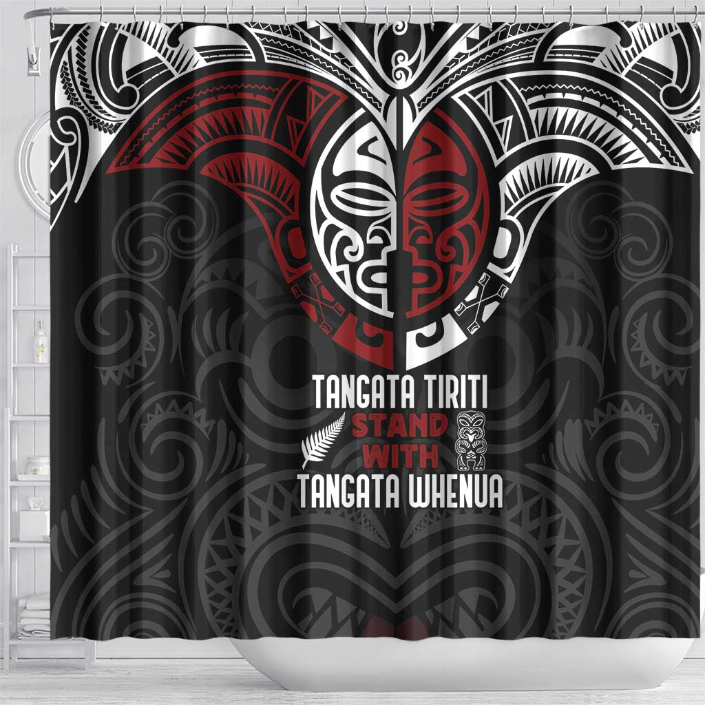 Maori Hongi Toitu Te Tiriti Shower Curtain Tangata Tiriti Stand With Tangata Whenua LT7 - Polynesian Pride