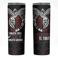 Maori Hongi Toitu Te Tiriti Skinny Tumbler Tangata Tiriti Stand With Tangata Whenua LT7 Black - Polynesian Pride