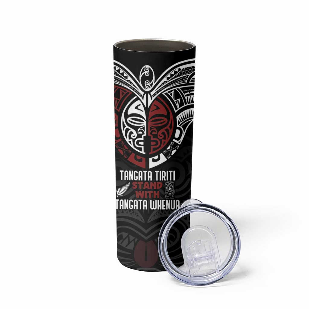Maori Hongi Toitu Te Tiriti Skinny Tumbler Tangata Tiriti Stand With Tangata Whenua LT7 - Polynesian Pride