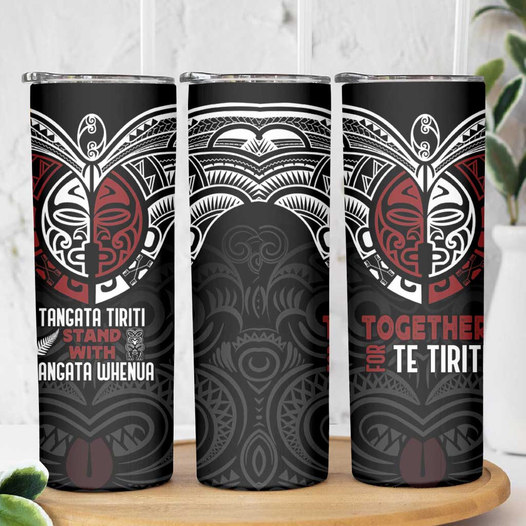 Maori Hongi Toitu Te Tiriti Skinny Tumbler Tangata Tiriti Stand With Tangata Whenua LT7 - Polynesian Pride
