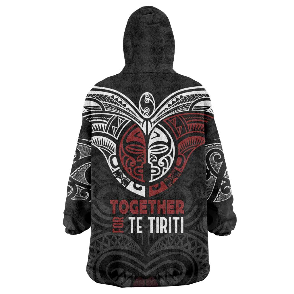 Maori Hongi Toitu Te Tiriti Wearable Blanket Hoodie Tangata Tiriti Stand With Tangata Whenua LT7 - Polynesian Pride