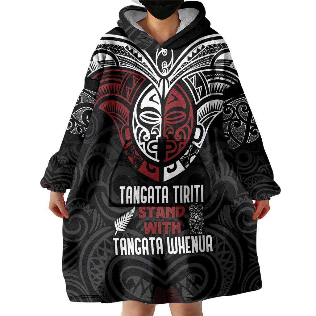 Maori Hongi Toitu Te Tiriti Wearable Blanket Hoodie Tangata Tiriti Stand With Tangata Whenua LT7 - Polynesian Pride