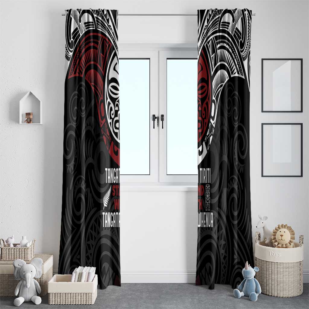 Maori Hongi Toitu Te Tiriti Window Curtain Tangata Tiriti Stand With Tangata Whenua LT7 - Polynesian Pride