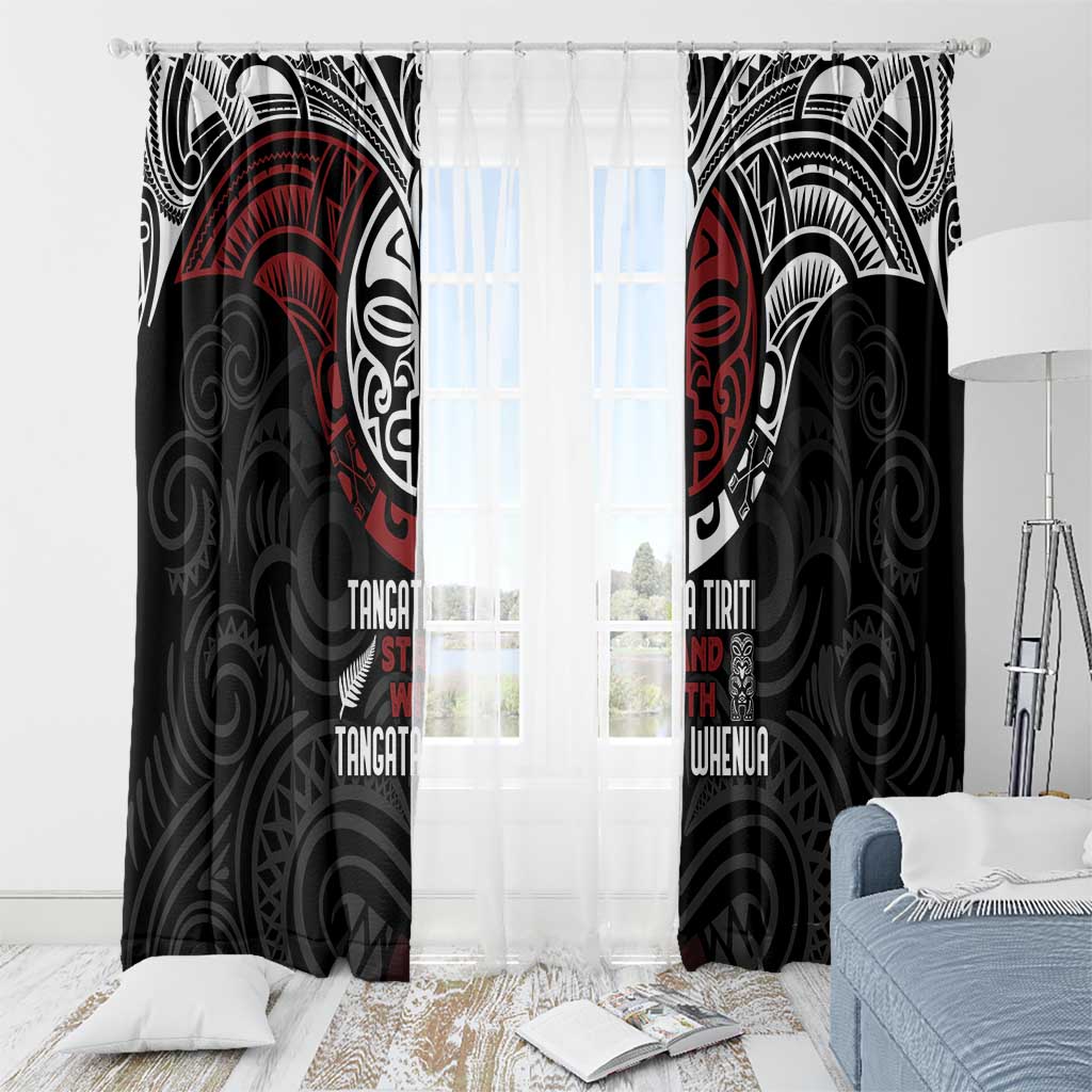 Maori Hongi Toitu Te Tiriti Window Curtain Tangata Tiriti Stand With Tangata Whenua LT7 - Polynesian Pride