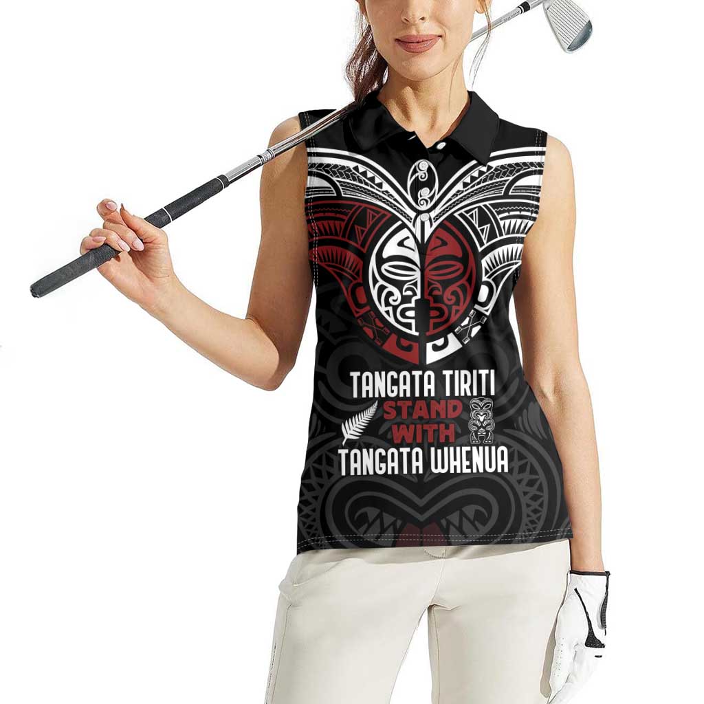 Maori Hongi Toitu Te Tiriti Women Sleeveless Polo Shirt Tangata Tiriti Stand With Tangata Whenua LT7 - Polynesian Pride
