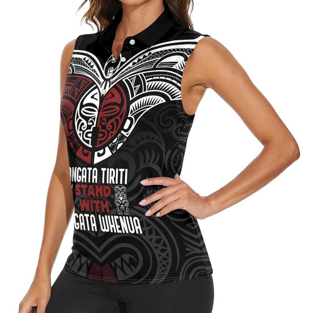 Maori Hongi Toitu Te Tiriti Women Sleeveless Polo Shirt Tangata Tiriti Stand With Tangata Whenua LT7 - Polynesian Pride