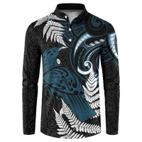 New Zealand Tui Bird Button Sweatshirt Maori Kowhaiwhai