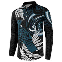 New Zealand Tui Bird Button Sweatshirt Maori Kowhaiwhai