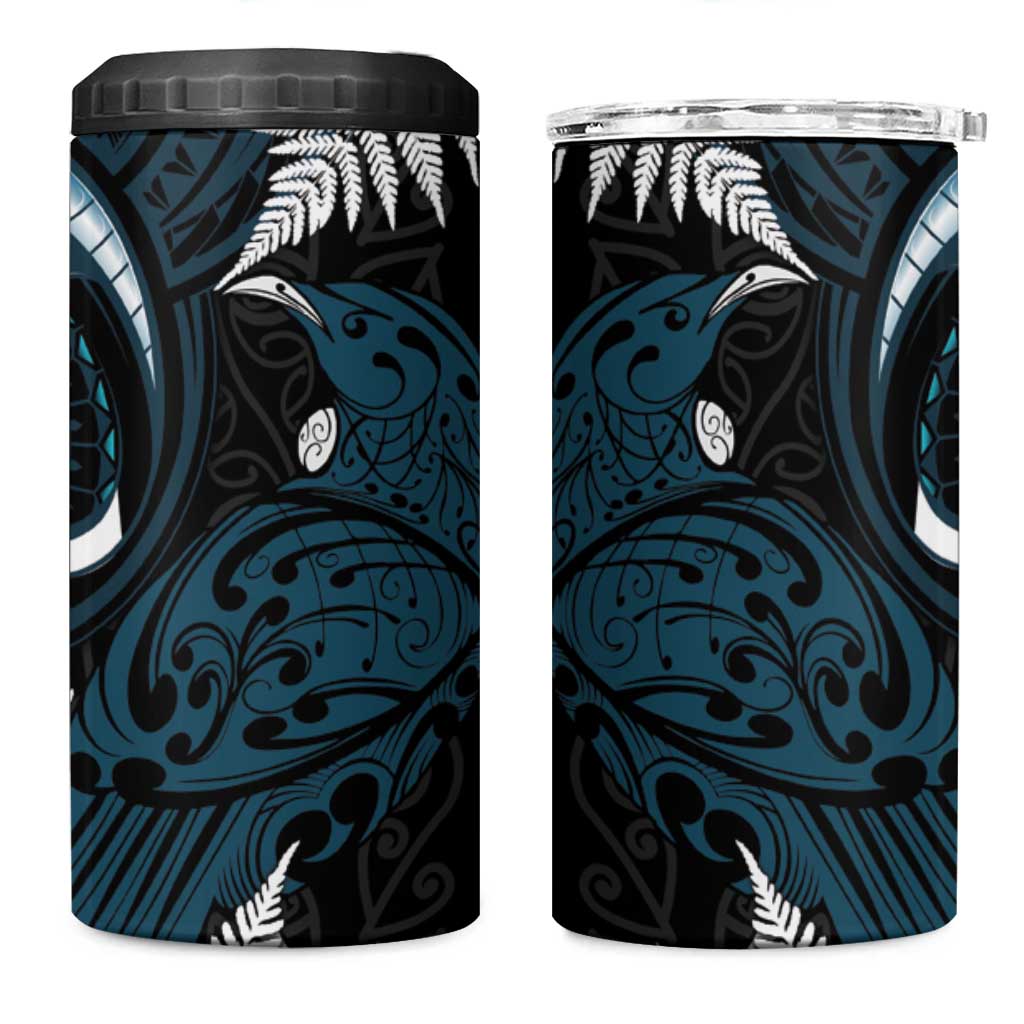 New Zealand Tui Bird 4 in 1 Can Cooler Tumbler Maori Kowhaiwhai LT7 One Size: 16 oz Teal - Polynesian Pride