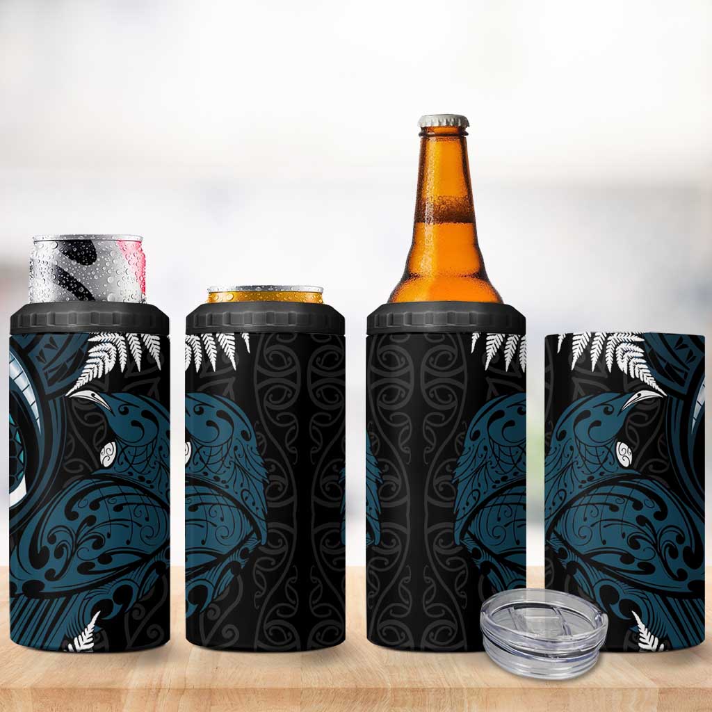 New Zealand Tui Bird 4 in 1 Can Cooler Tumbler Maori Kowhaiwhai LT7 - Polynesian Pride