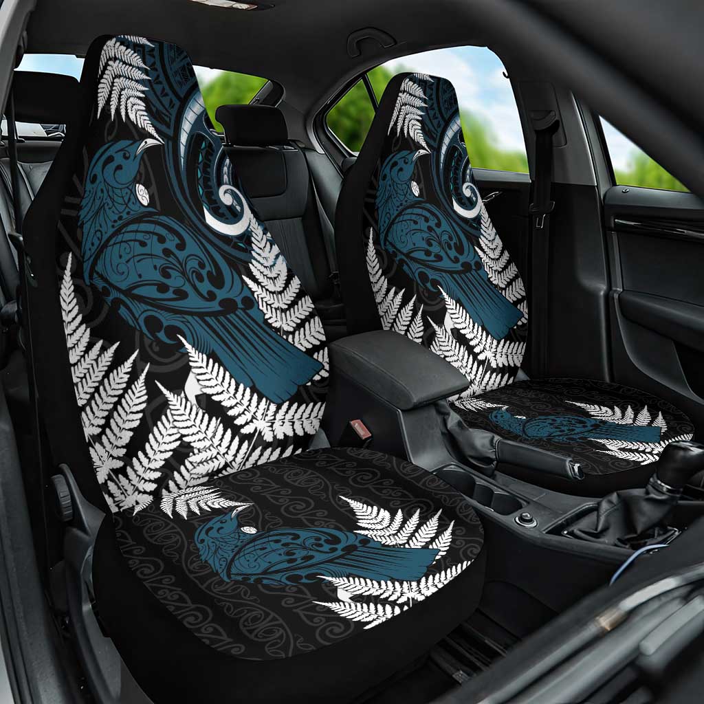 New Zealand Tui Bird Car Seat Cover Maori Kowhaiwhai LT7 One Size Teal - Polynesian Pride
