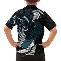 New Zealand Tui Bird Family Matching Off Shoulder Short Dress and Hawaiian Shirt Maori Kowhaiwhai LT7 - Polynesian Pride