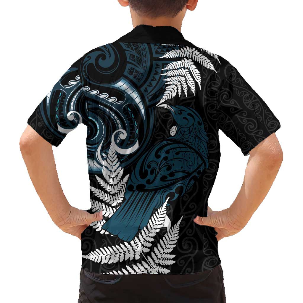 New Zealand Tui Bird Family Matching Puletasi and Hawaiian Shirt Maori Kowhaiwhai LT7 - Polynesian Pride