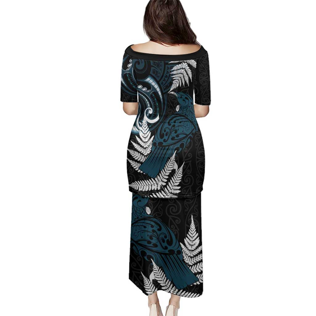 New Zealand Tui Bird Family Matching Puletasi and Hawaiian Shirt Maori Kowhaiwhai LT7 - Polynesian Pride