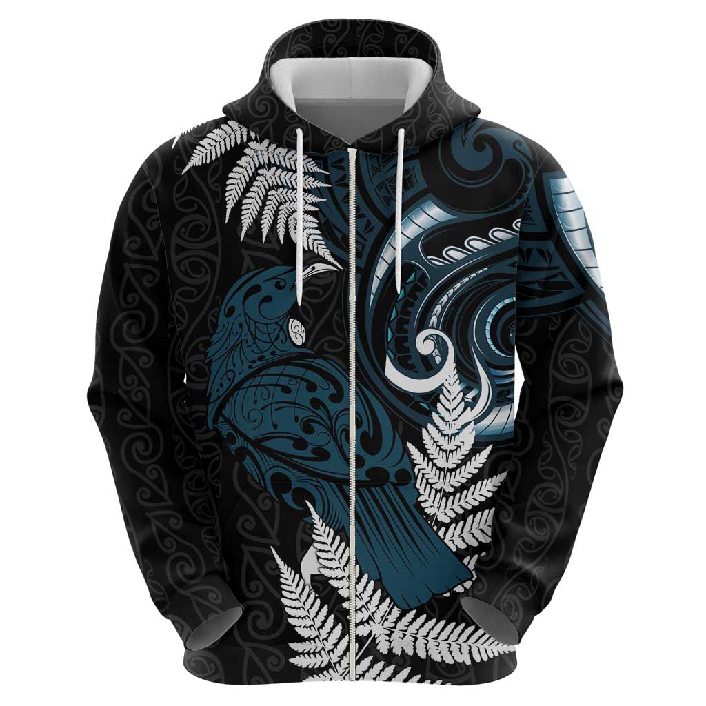 New Zealand Tui Bird Hoodie Maori Kowhaiwhai LT7 - Polynesian Pride