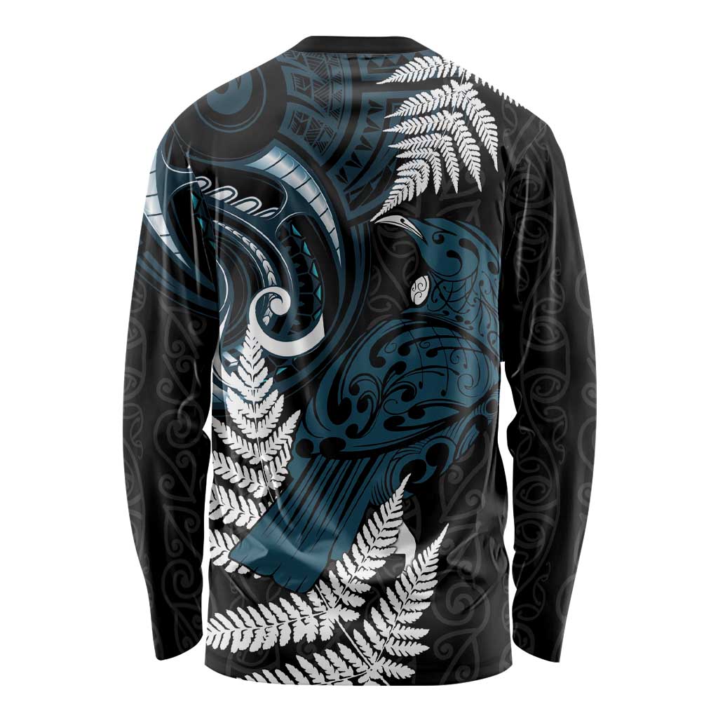 New Zealand Tui Bird Long Sleeve Shirt Maori Kowhaiwhai LT7 - Polynesian Pride