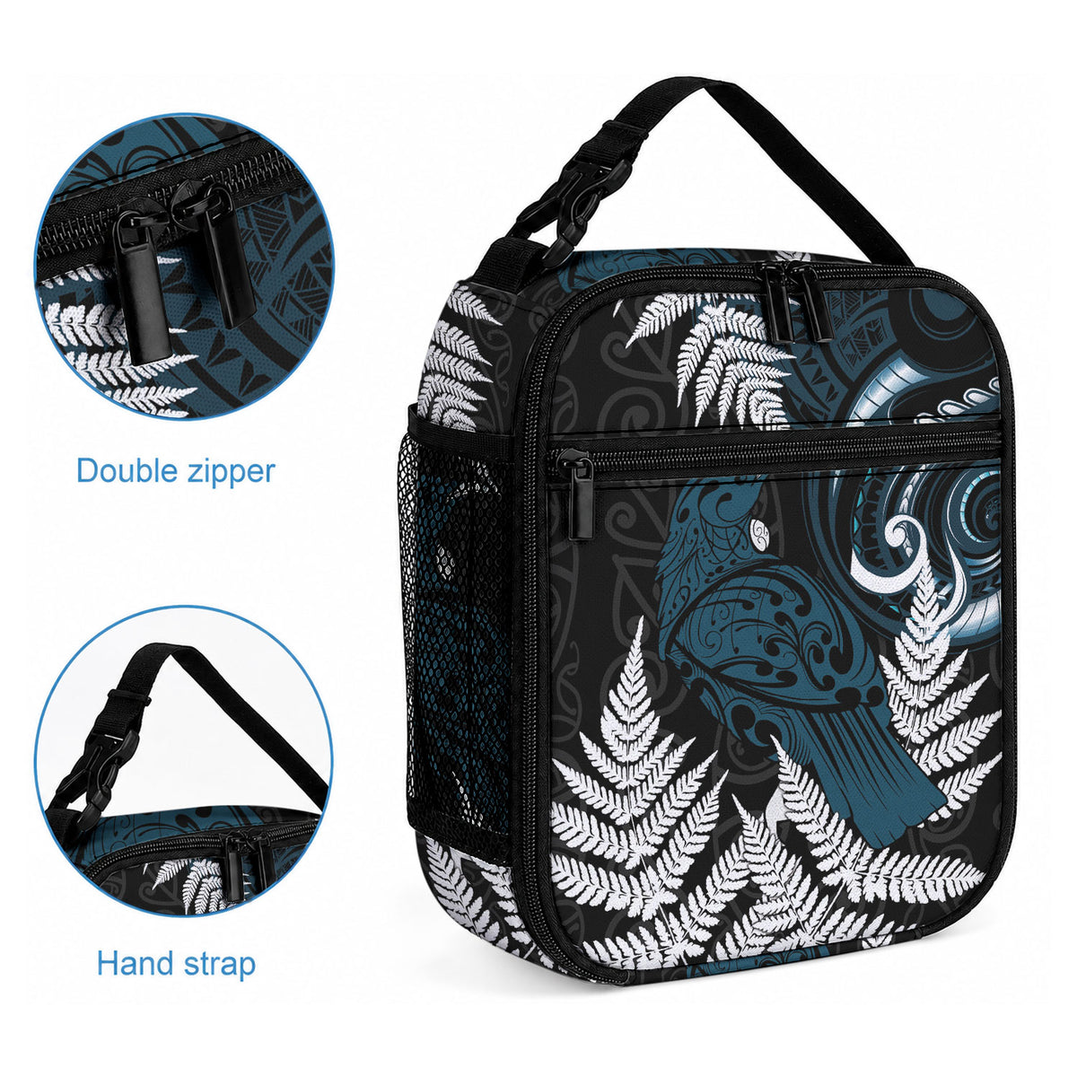 New Zealand Tui Bird Lunch Bag Maori Kowhaiwhai
