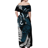 New Zealand Tui Bird Off Shoulder Maxi Dress Maori Kowhaiwhai LT7 - Polynesian Pride