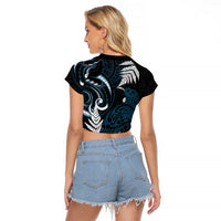 New Zealand Tui Bird Raglan Cropped T Shirt Maori Kowhaiwhai LT7 - Polynesian Pride