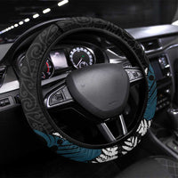 New Zealand Tui Bird Steering Wheel Cover Maori Kowhaiwhai LT7 Universal Fit Teal - Polynesian Pride