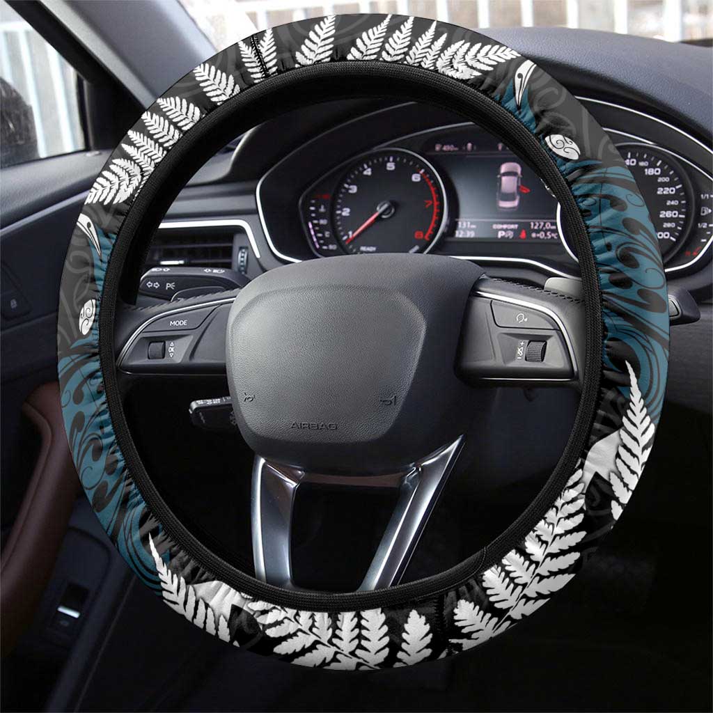 New Zealand Tui Bird Steering Wheel Cover Maori Kowhaiwhai LT7 - Polynesian Pride