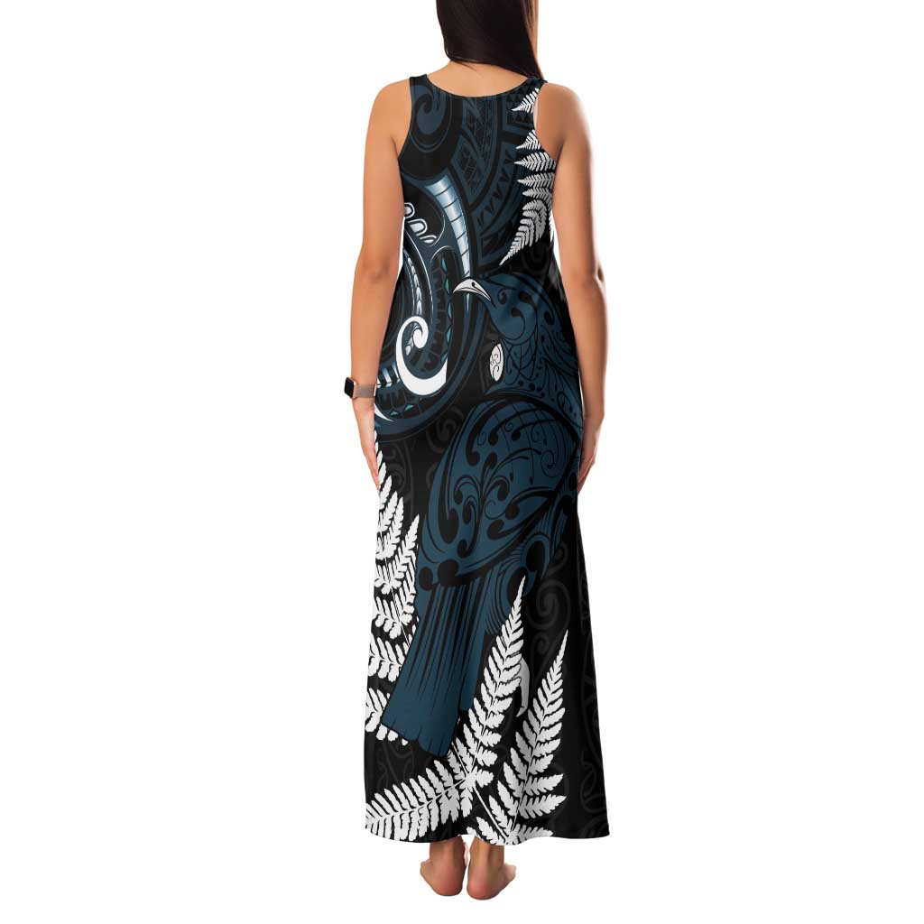 New Zealand Tui Bird Tank Maxi Dress Maori Kowhaiwhai LT7 - Polynesian Pride