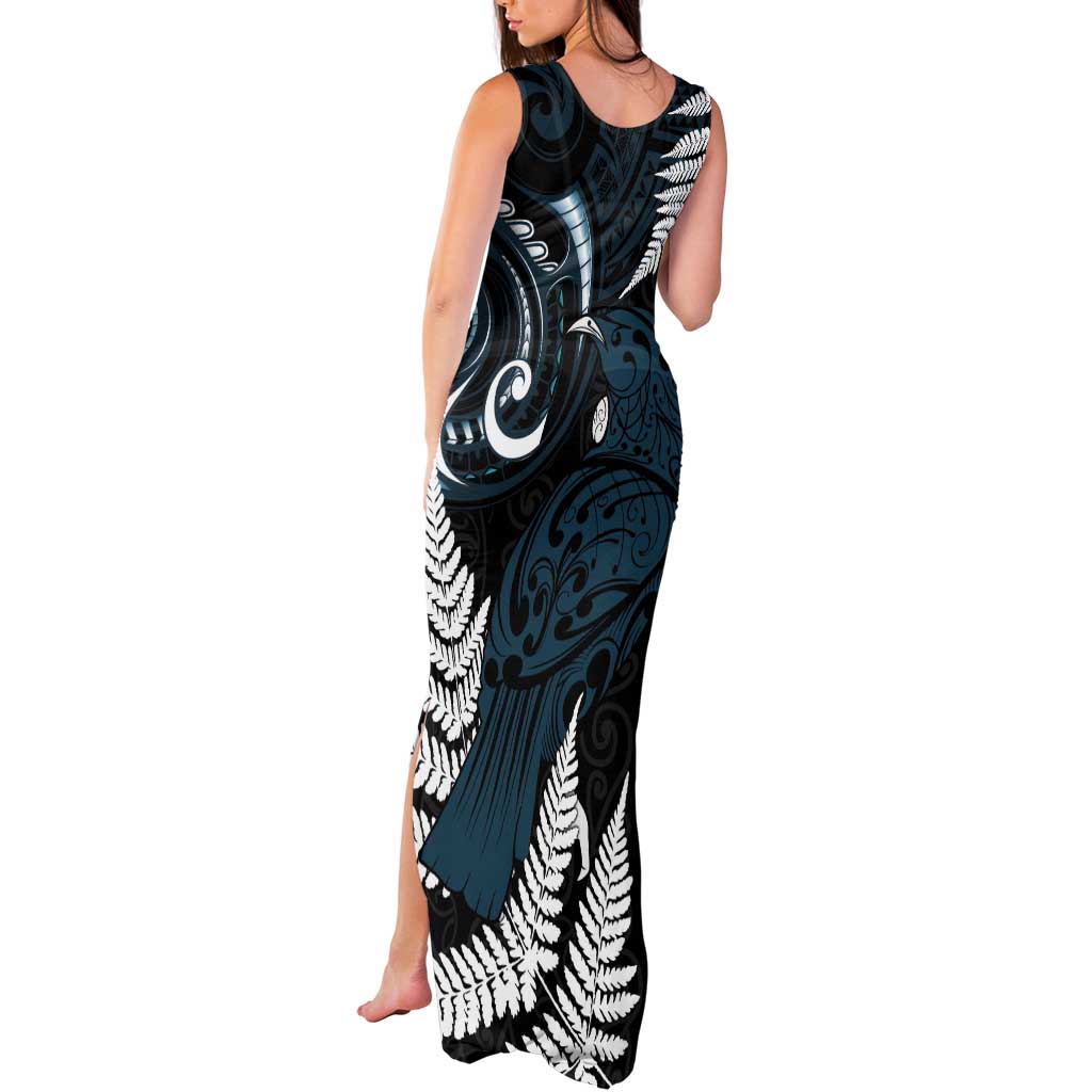 New Zealand Tui Bird Tank Maxi Dress Maori Kowhaiwhai LT7 - Polynesian Pride