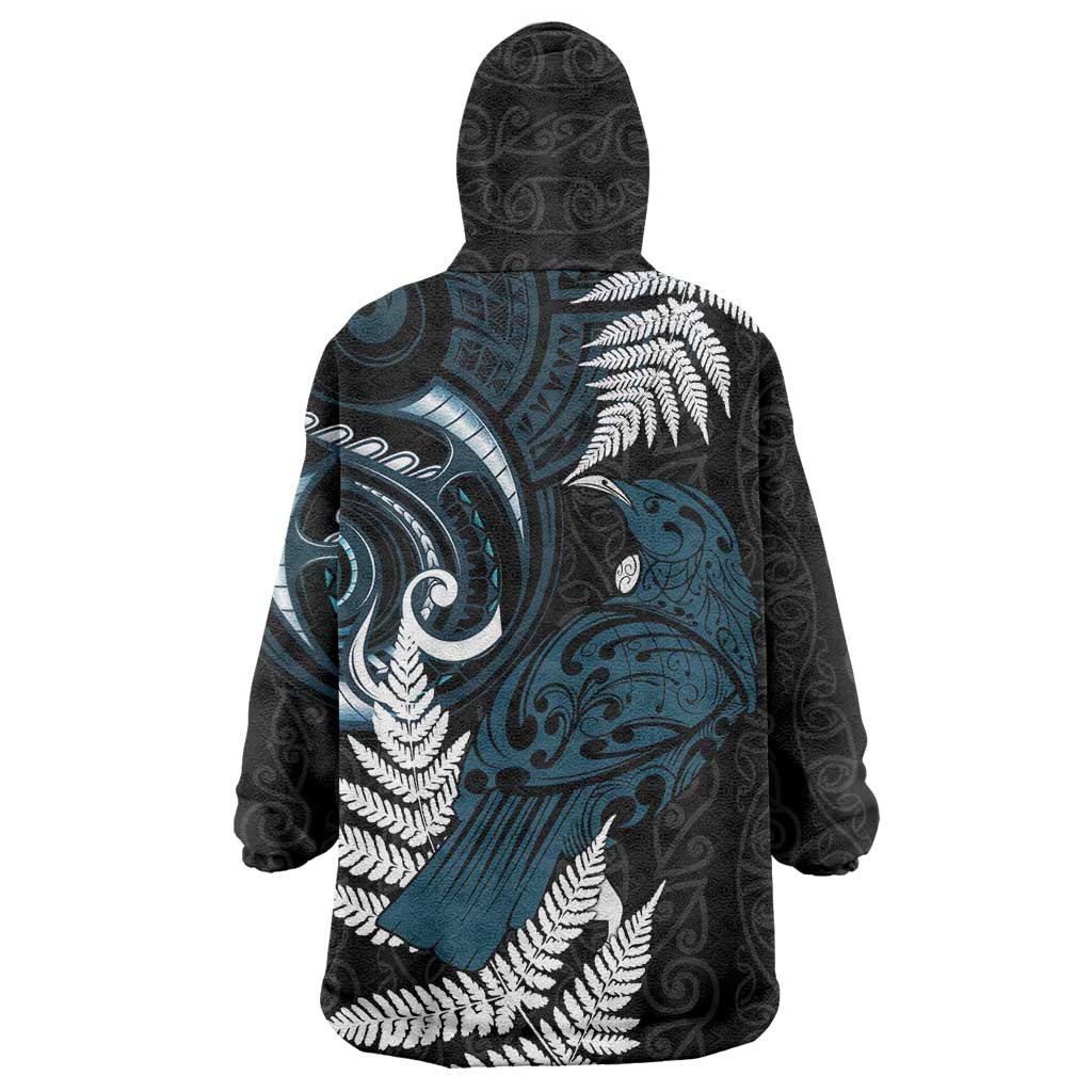New Zealand Tui Bird Wearable Blanket Hoodie Maori Kowhaiwhai LT7 - Polynesian Pride