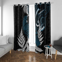 New Zealand Tui Bird Window Curtain Maori Kowhaiwhai LT7 With Grommets Teal - Polynesian Pride