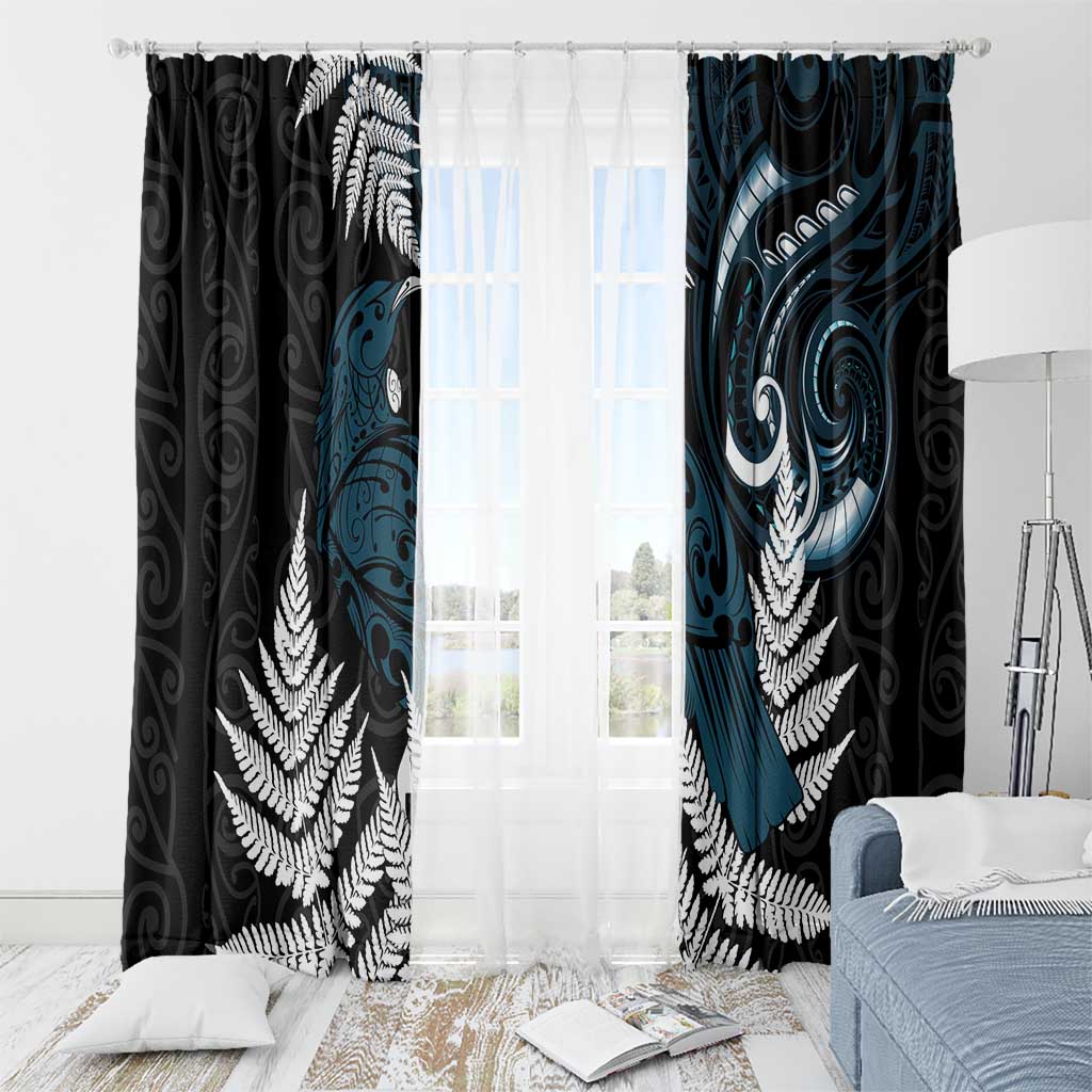 New Zealand Tui Bird Window Curtain Maori Kowhaiwhai LT7 - Polynesian Pride
