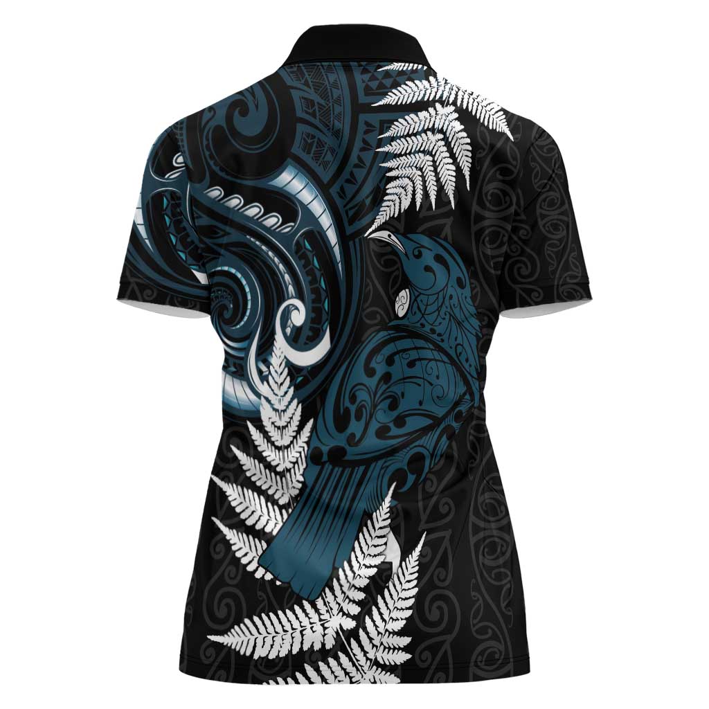 New Zealand Tui Bird Women Polo Shirt Maori Kowhaiwhai LT7 - Polynesian Pride