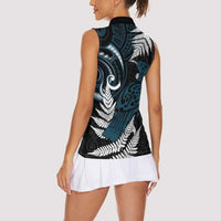 New Zealand Tui Bird Women Sleeveless Polo Shirt Maori Kowhaiwhai LT7 - Polynesian Pride