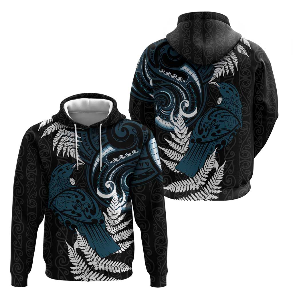 New Zealand Tui Bird Zip Hoodie Maori Kowhaiwhai LT7 - Polynesian Pride