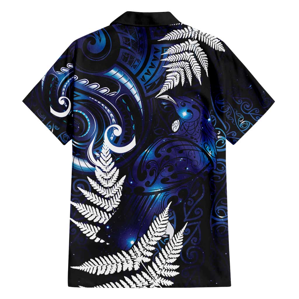New Zealand Maori Matariki Family Matching Long Sleeve Bodycon Dress and Hawaiian Shirt Tui Bird Galaxy