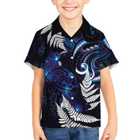 New Zealand Maori Matariki Family Matching Off Shoulder Maxi Dress and Hawaiian Shirt Tui Bird Galaxy LT7 Son's Shirt Galaxy - Polynesian Pride