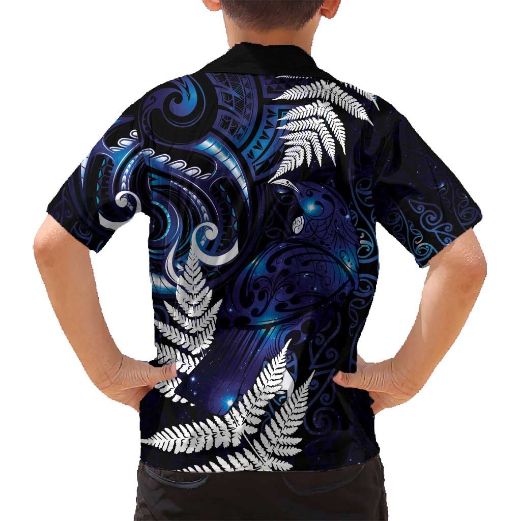 New Zealand Maori Matariki Family Matching Puletasi and Hawaiian Shirt Tui Bird Galaxy LT7 - Polynesian Pride