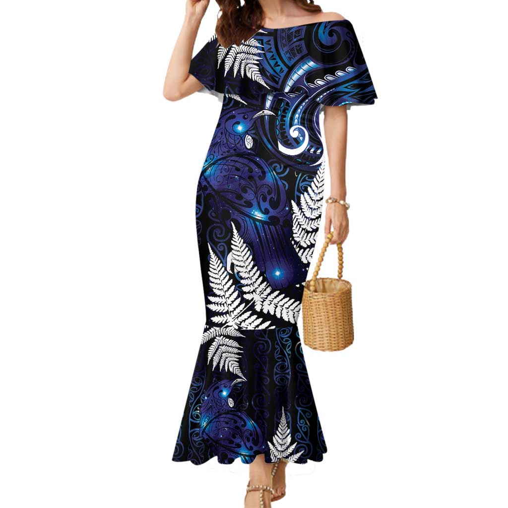 New Zealand Maori Matariki Mermaid Dress Tui Bird Galaxy LT7 Women Galaxy - Polynesian Pride