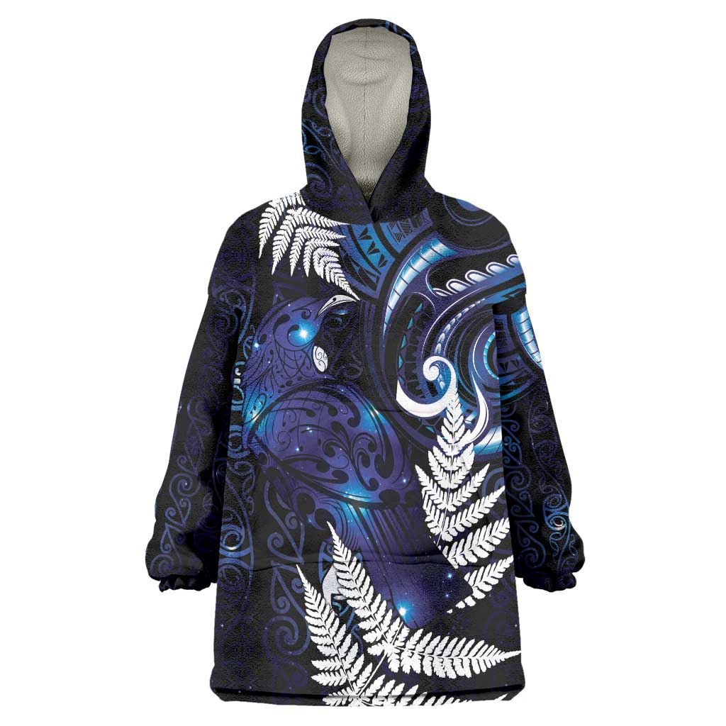 New Zealand Maori Matariki Wearable Blanket Hoodie Tui Bird Galaxy LT7 One Size Galaxy - Polynesian Pride