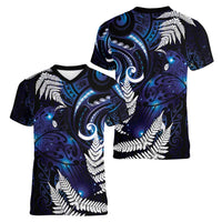 New Zealand Maori Matariki Women V-Neck T-Shirt Tui Bird Galaxy LT7 - Polynesian Pride