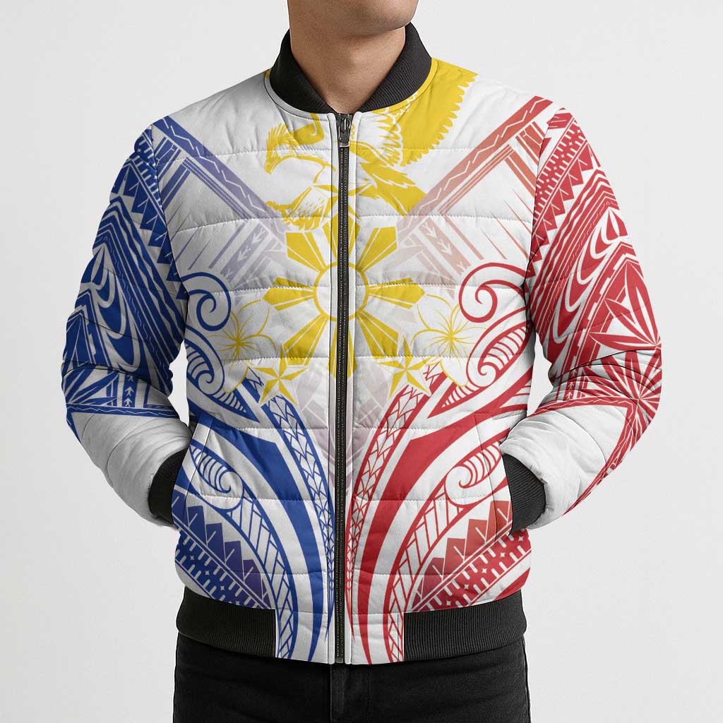 Philippines Tribal Sun Personalized Bomber Puffer Jacket Hunting Eagle