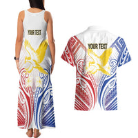 Philippines Tribal Sun Personalized Couples Matching Tank Maxi Dress and Hawaiian Shirt Hunting Eagle LT7 - Polynesian Pride