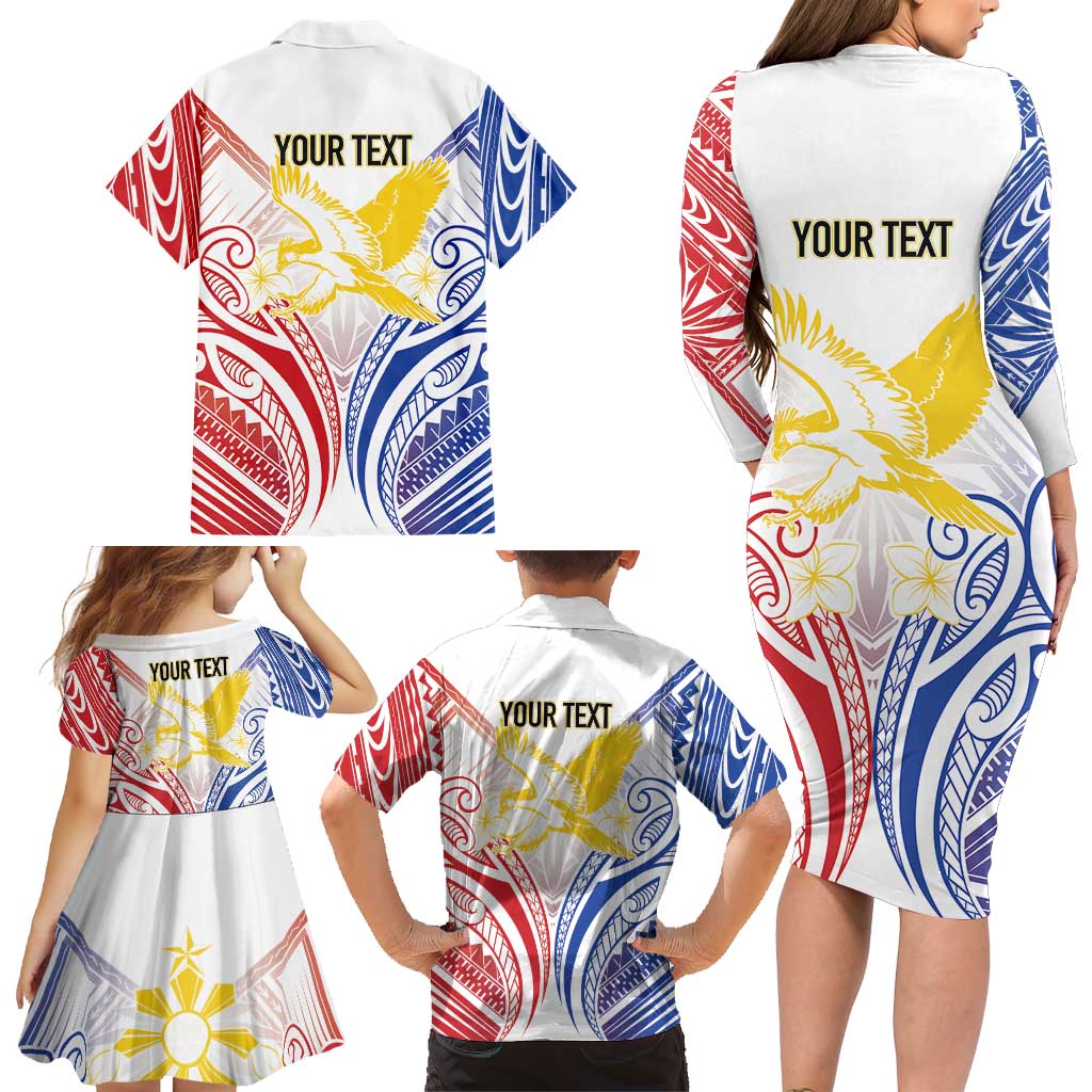 Philippines Tribal Sun Personalized Family Matching Long Sleeve Bodycon Dress and Hawaiian Shirt Hunting Eagle LT7 - Polynesian Pride