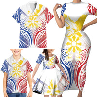Philippines Tribal Sun Personalized Family Matching Short Sleeve Bodycon Dress and Hawaiian Shirt Hunting Eagle LT7 - Polynesian Pride