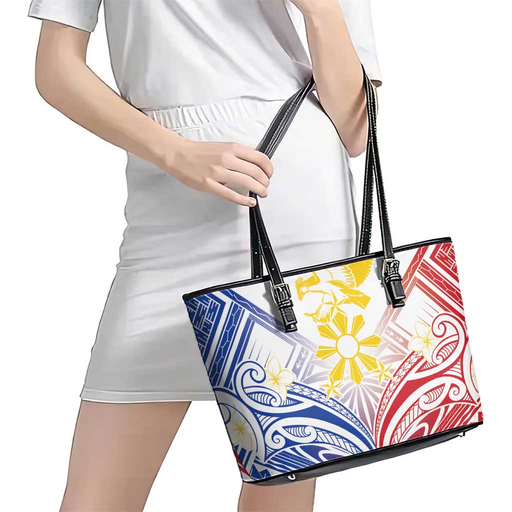 Philippines Tribal Sun Leather Tote Bag Hunting Eagle
