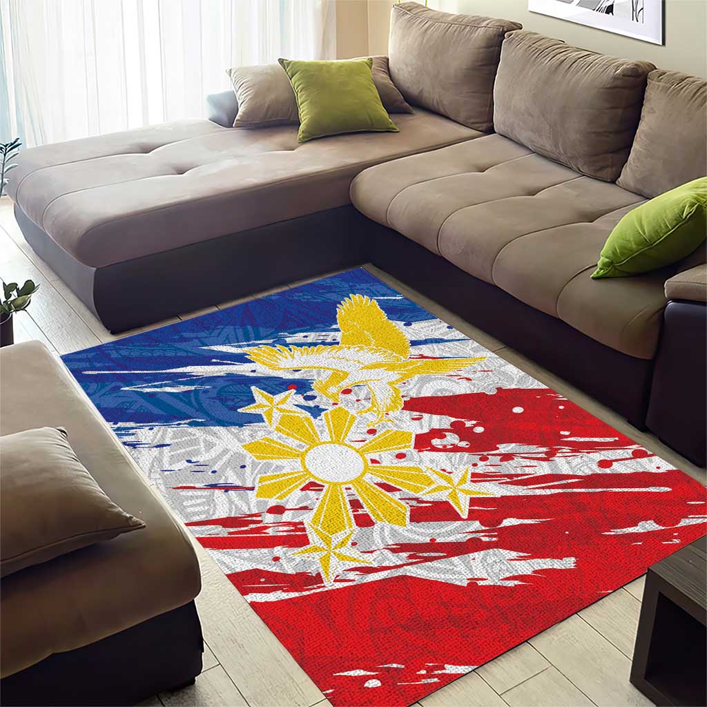 Filipino Sun and Stars Area Rug Grunge Vibes