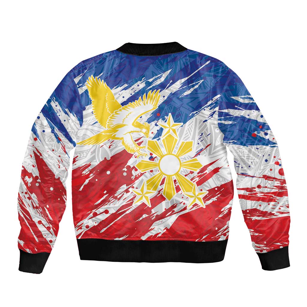 Personalized Filipino Sun and Stars Bomber Jacket Grunge Vibes